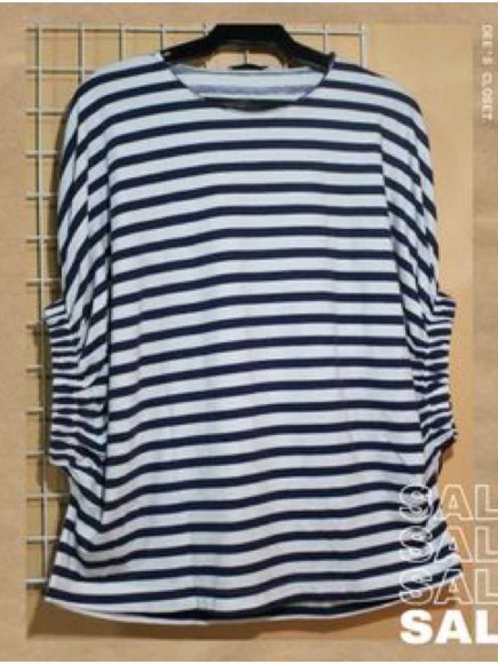 Zara Navy and White Striped Long Sleeve Top